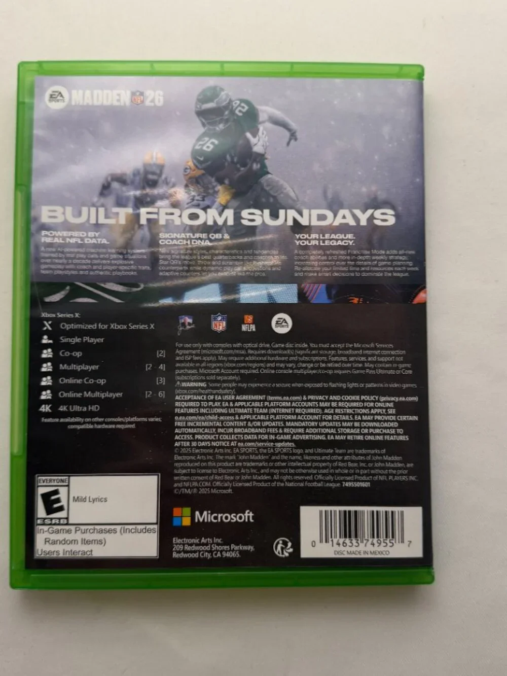 EA Sports Madden NFL 26 Xbox Series X Online Multiplayer Co-Op Rated E EUC